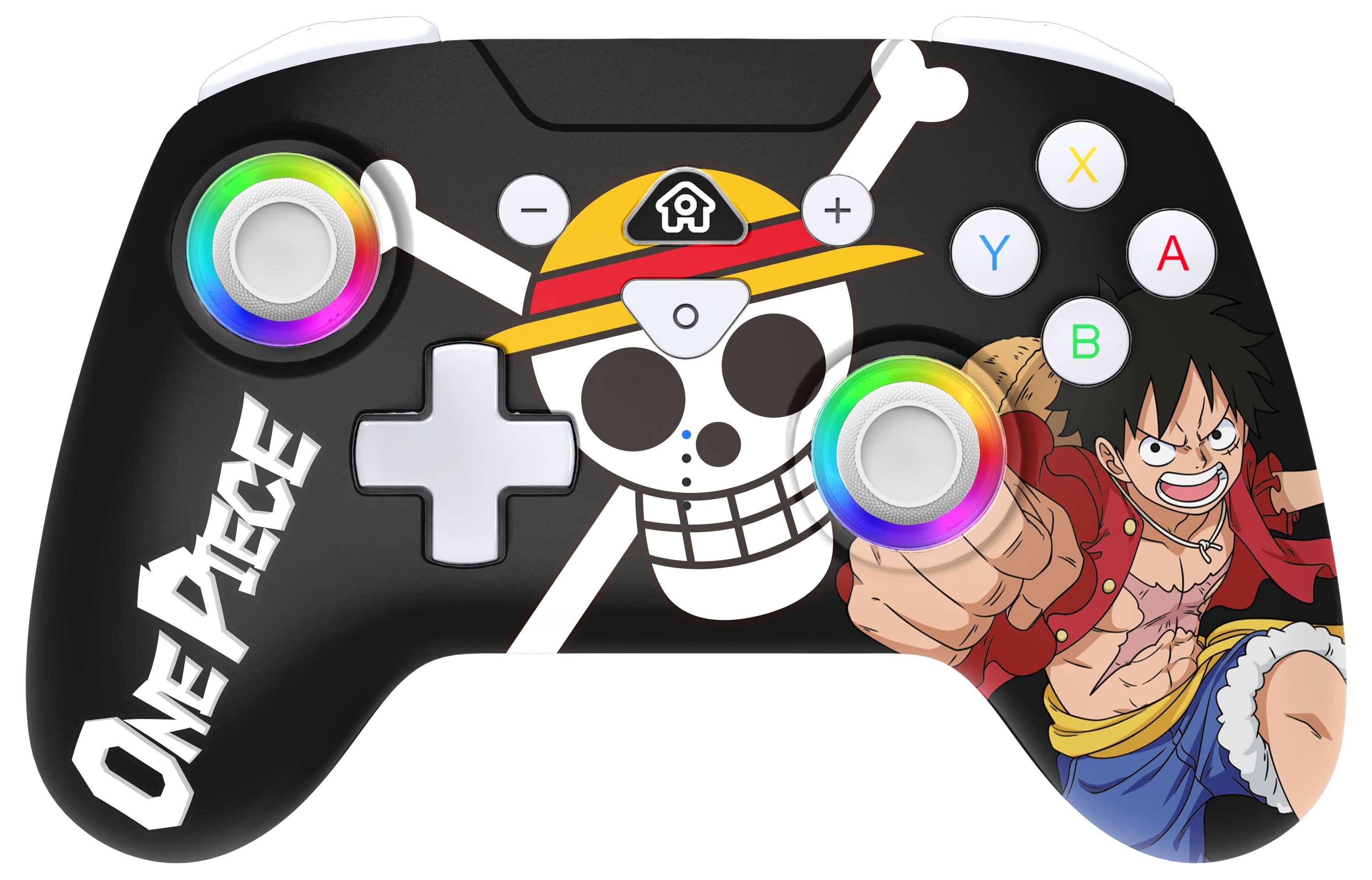 Imagem 0 de Comando S/Fios Led One Piece Luffy Fish Preto- Nintendo Switch/Nintendo Switch2