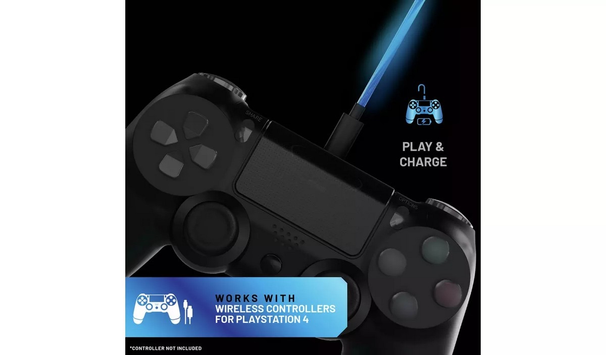 Cabos de Carregamento Led para PS4 - 2m Blue-5