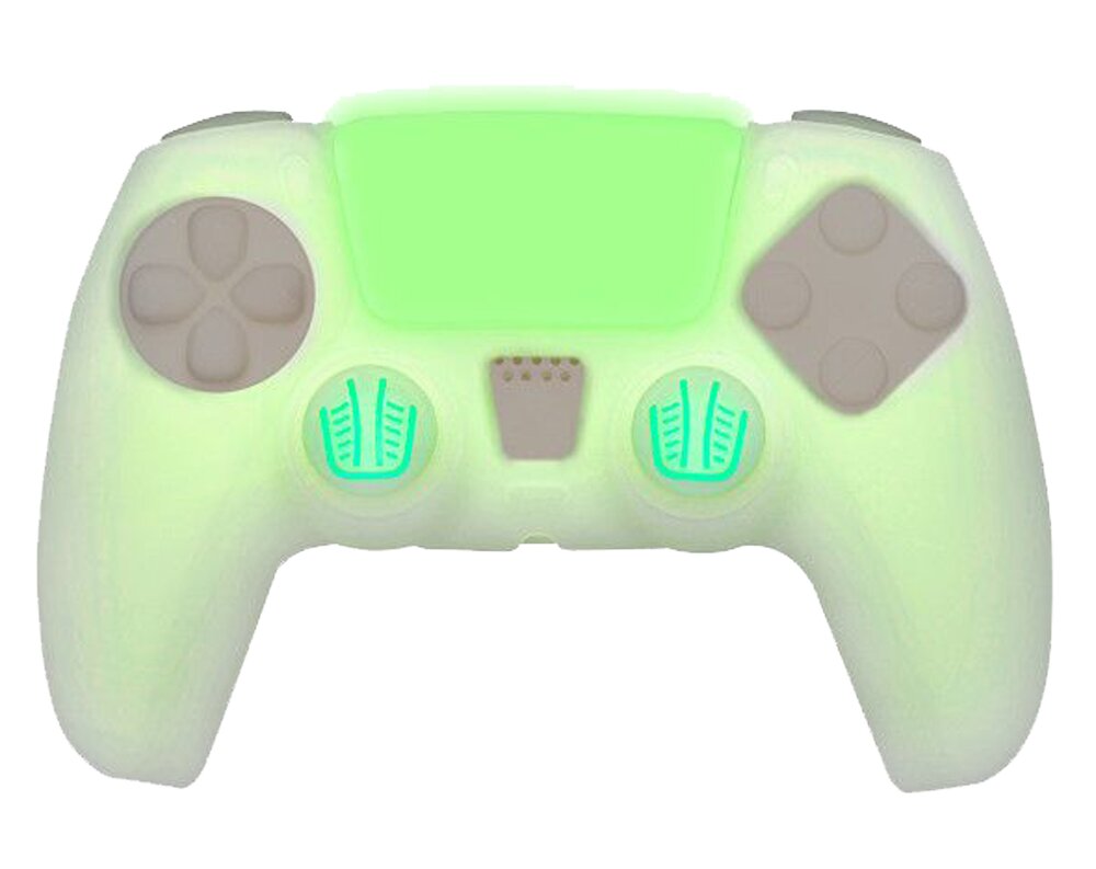 Silicone Skin + Grips + Touchpad Sticker Brilho no Escuro para Comando PlayStation 5 1