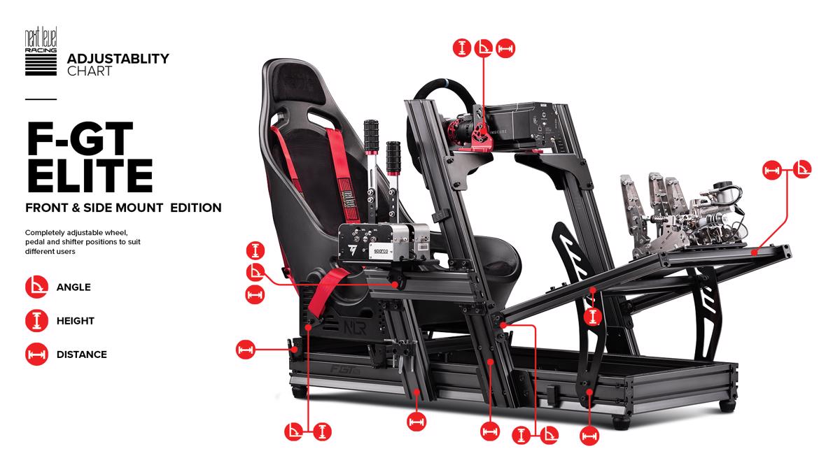 Simulador de Cockpit F-GT Elite Aluminium - Front & Side Mount Edition 12