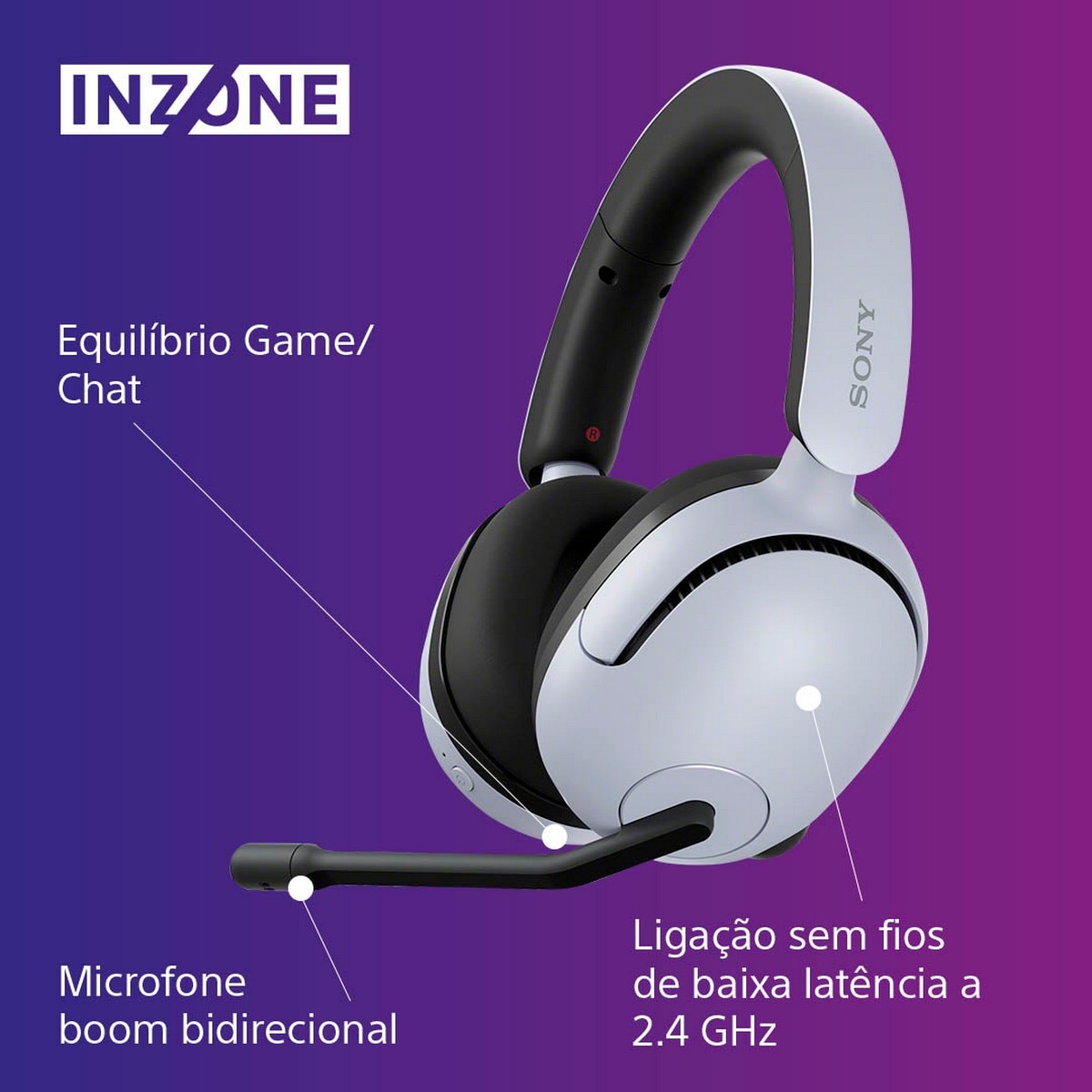 Auscultadores Gaming Sem Fios Sony Inzone H5 - Branco Branco-10