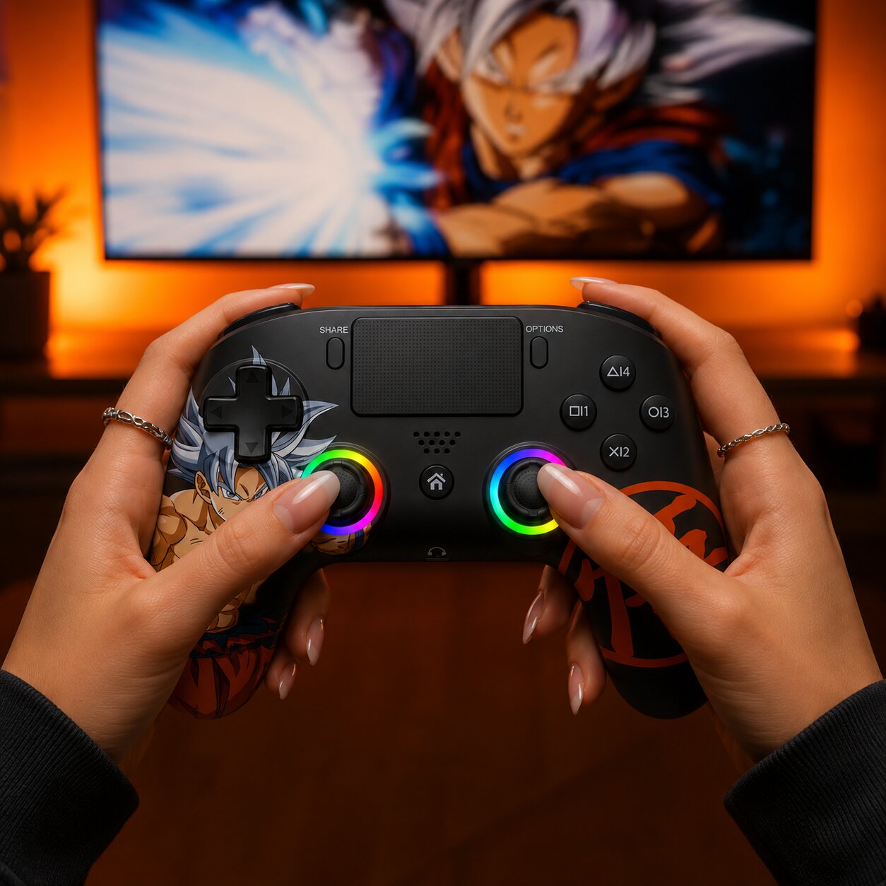 Comando S/Fios Led Dragon Ball Goku Ultra Preto- PS5 3