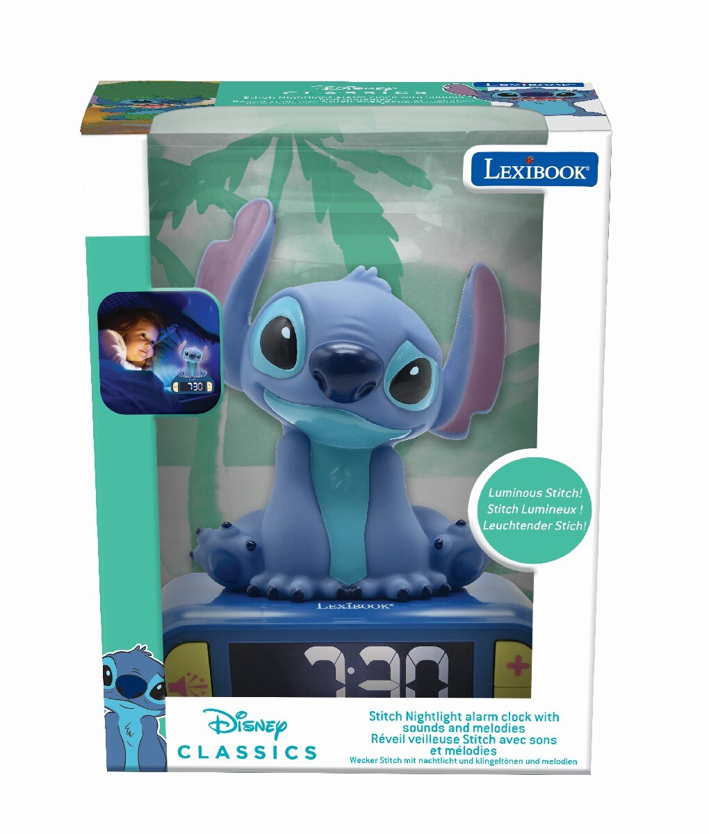Despertador digital com luz nocturna 3D Stitch e efeitos sonoros 3