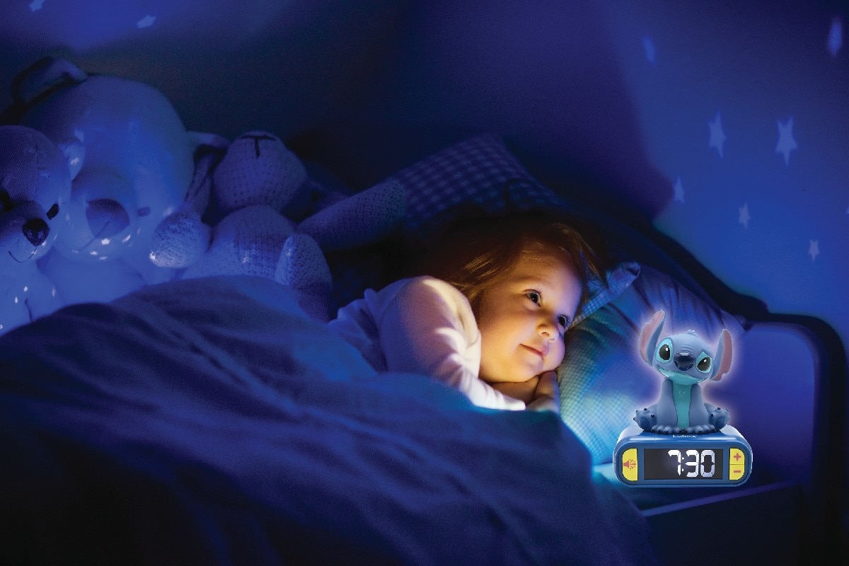 Despertador digital com luz nocturna 3D Stitch e efeitos sonoros 4