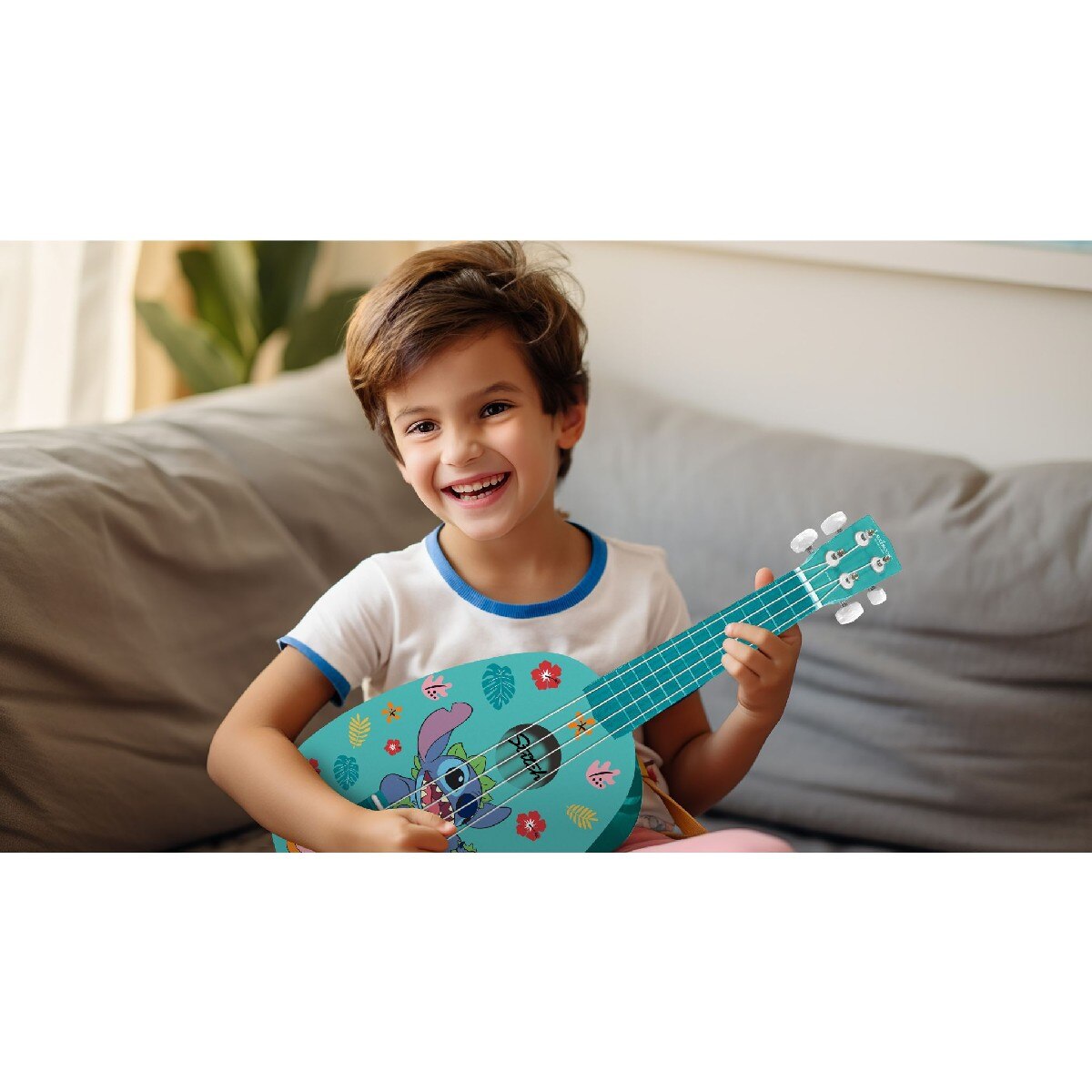 Ukulele de madeira Stitch com cordas de nylon - 21'' / 53 cm 3