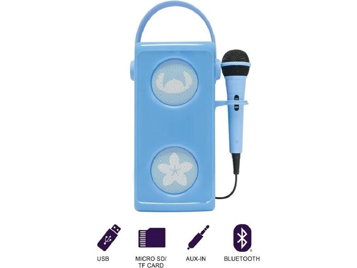 Potente Coluna Bluetooth Luminosa Stitch Com Microfone 2