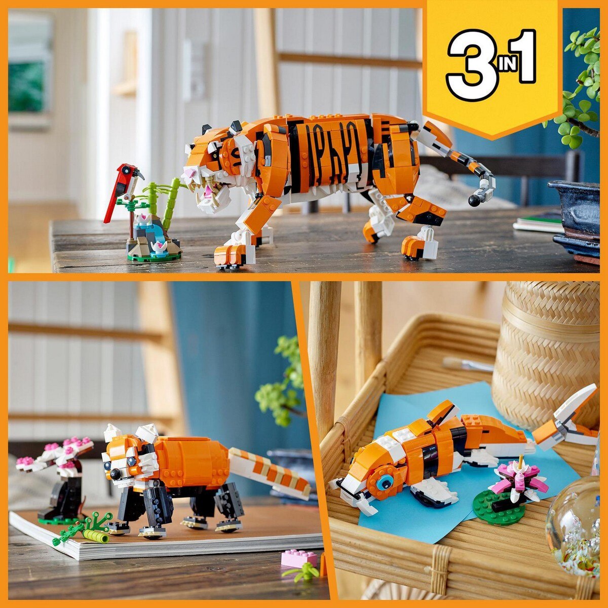 Tigre. Panda e Carpa 3-em-1 Lego Creator 6