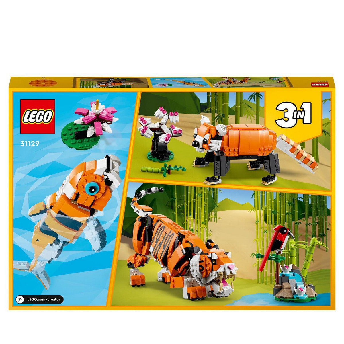Tigre. Panda e Carpa 3-em-1 Lego Creator 8