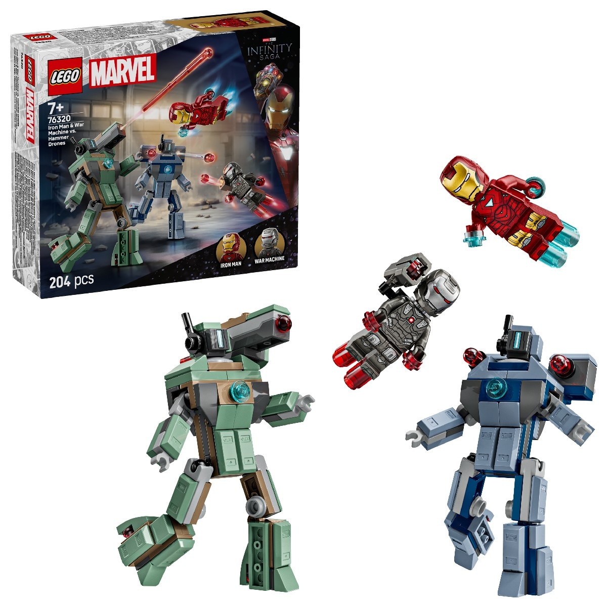 Iron Man e Máquina de Guerra contra Drones Hammer Lego Marvel 3