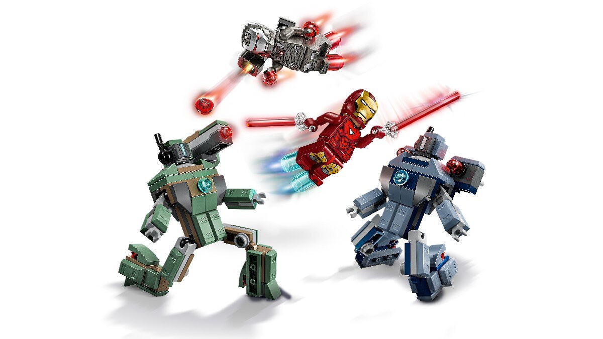 Iron Man e Máquina de Guerra contra Drones Hammer Lego Marvel 7