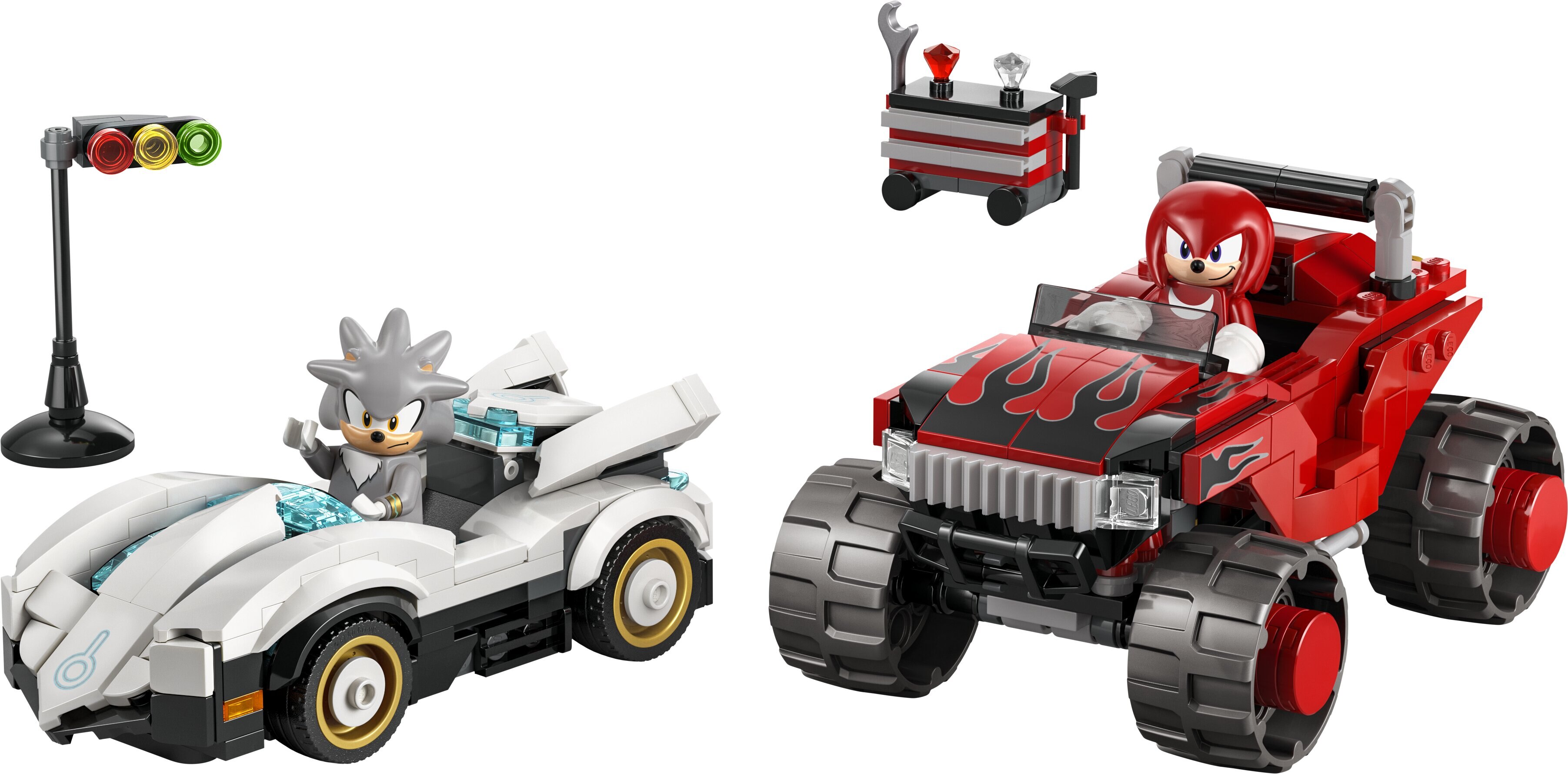 Carro do Silver contra Monster Truck do Knuckles Lego Sonic 3