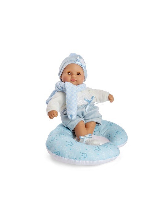 Boneco Bebé Reborn Baby Shoes Almofada Azul 1