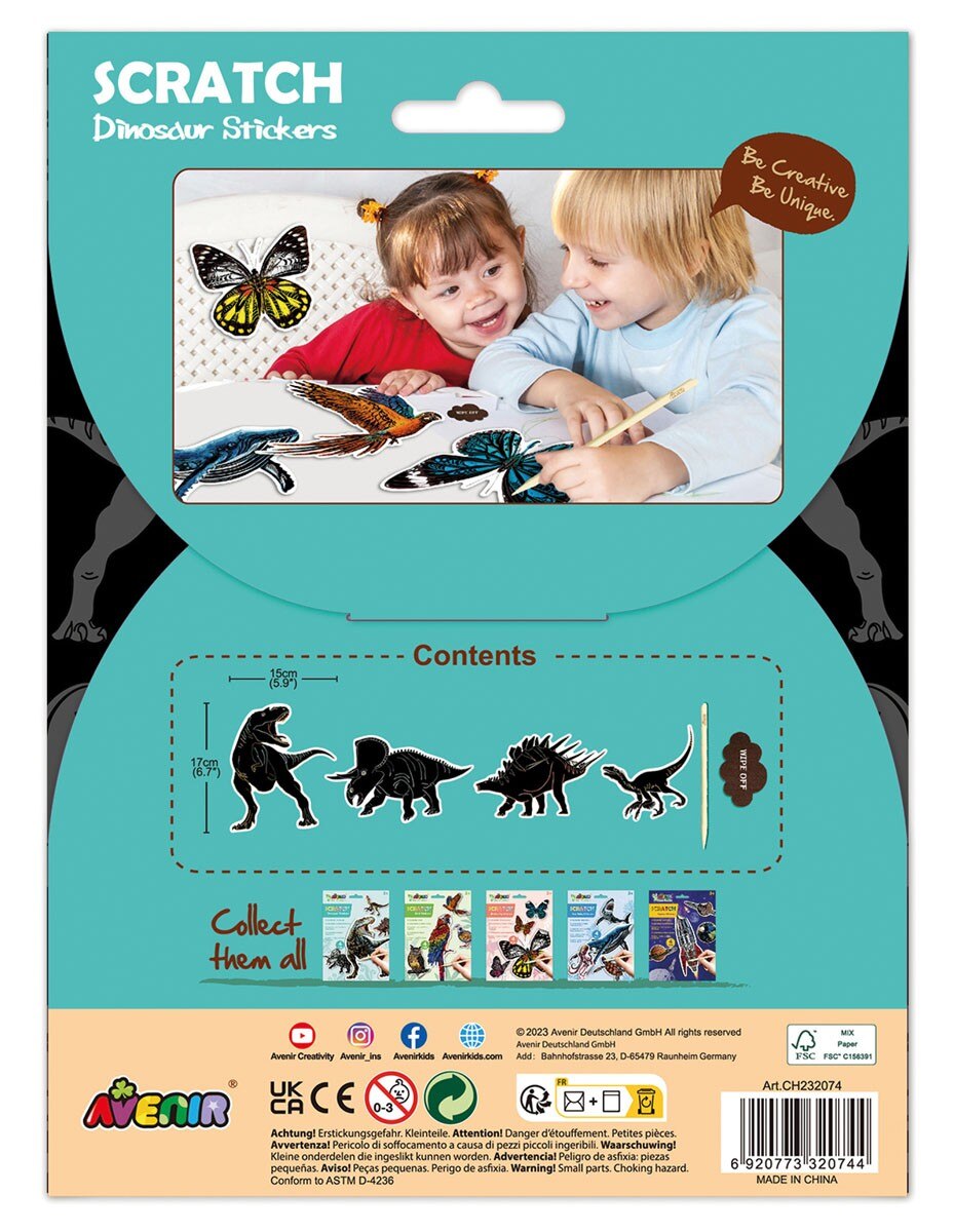 Autocolantes para Raspar Natural Creation Dinossauros - 4 Peças 2