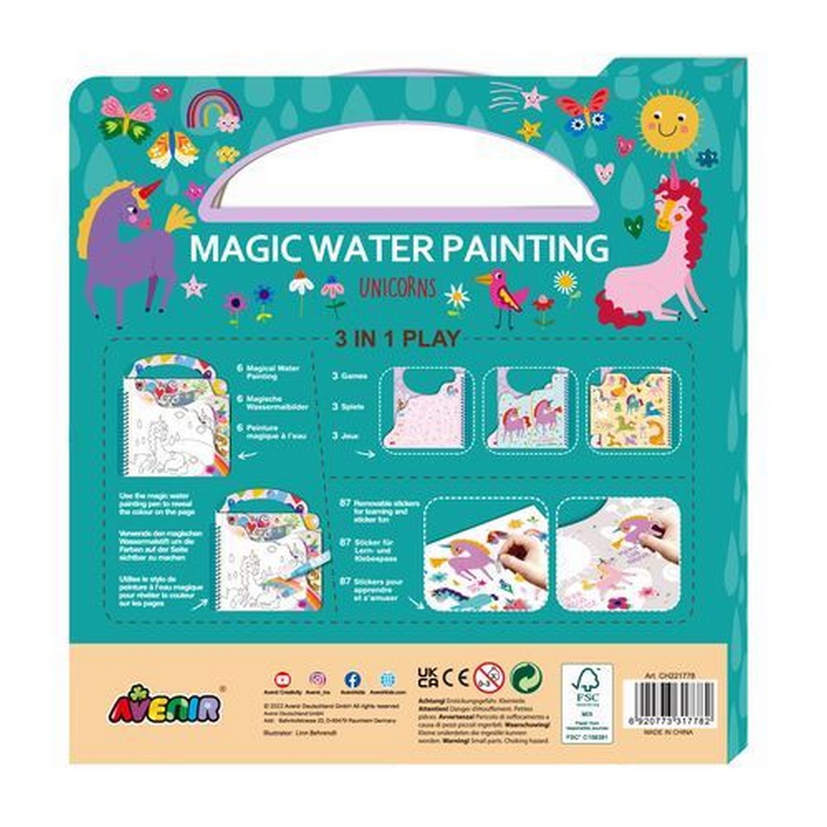 Livro de Colorir com Água Avenir com Caneta - Unicorns 2