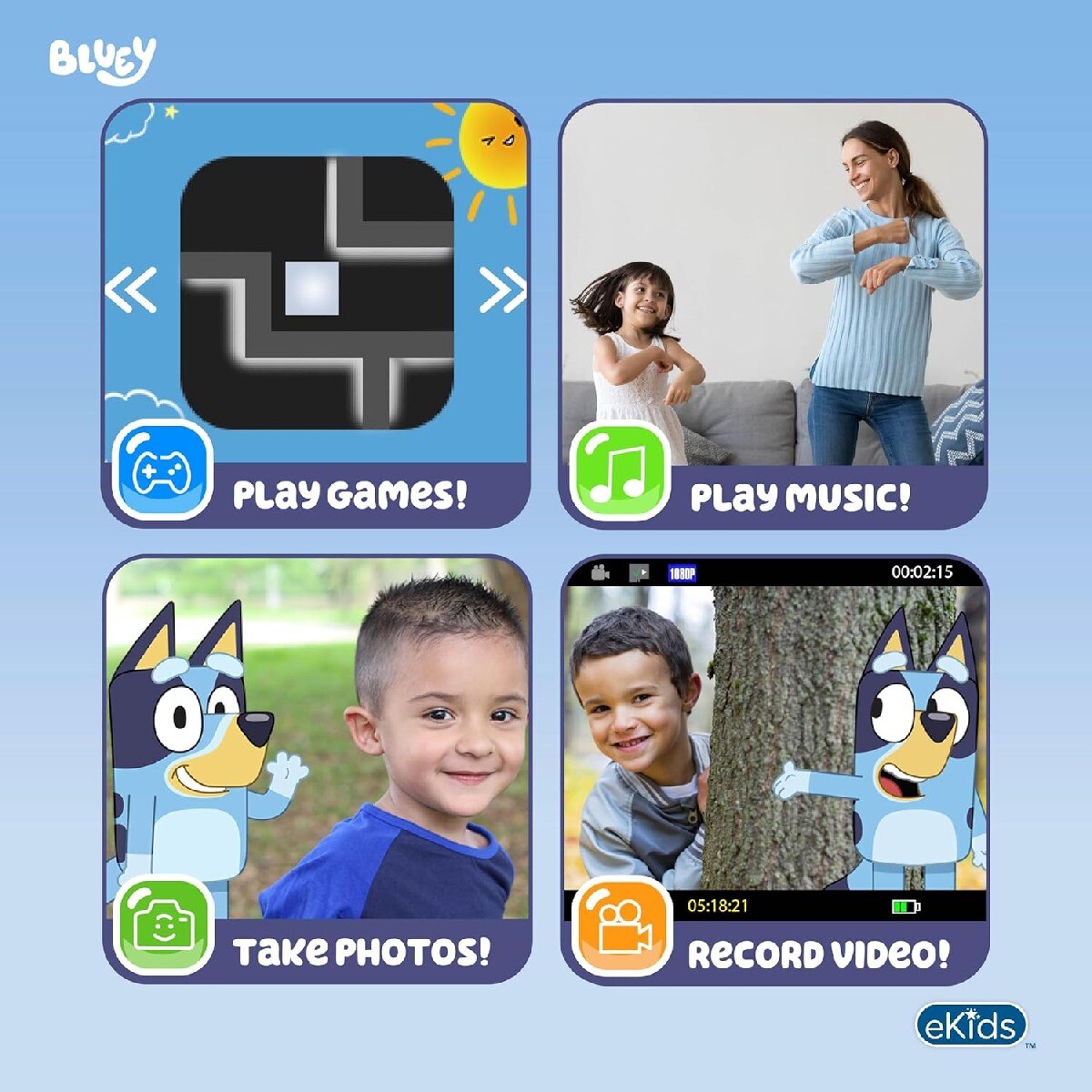 Câmara Instantânea para Crianças com Cartão SD Bluey 3