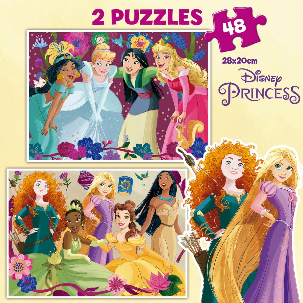Puzzle 2x48 Disney Princess 3