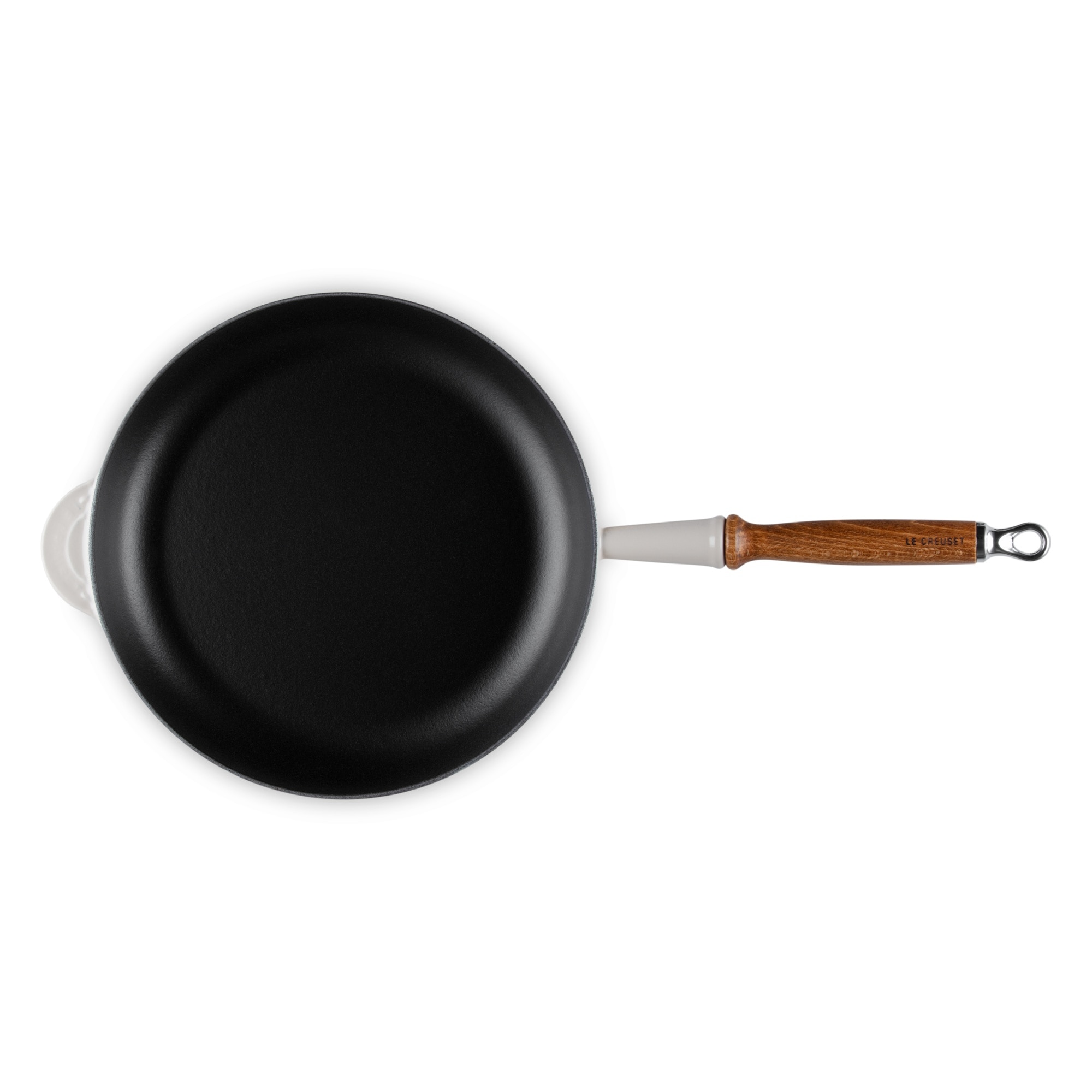 Sauté com cabo de madeira de ferro fundido Le Creuset Creme-4