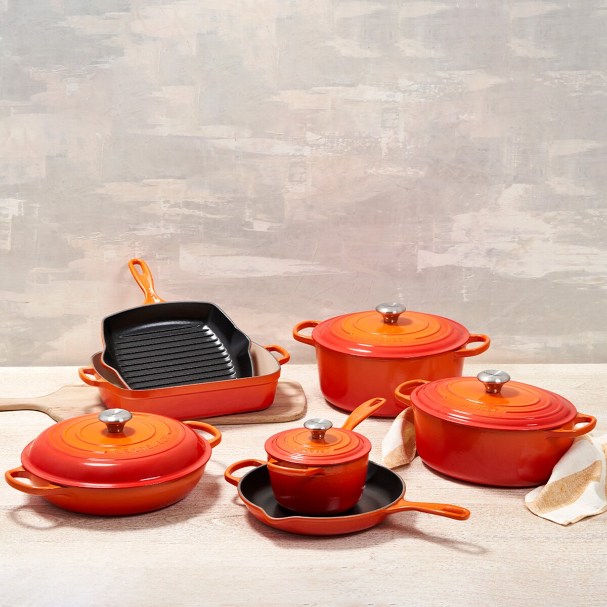 Skillet grill alta quadrada de ferro fundido Le Creuset Cereja-4