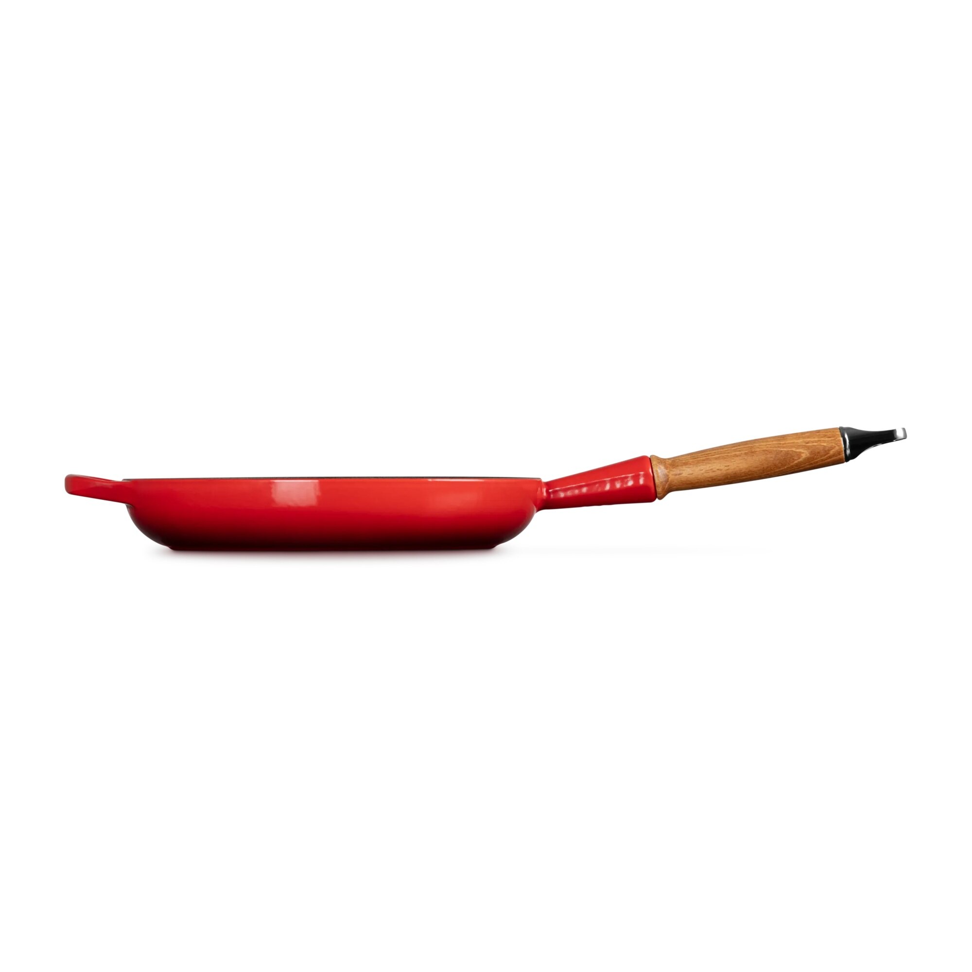 Frigideira baixa com cabo de madeira de ferro fundido Le Creuset Cereja-3