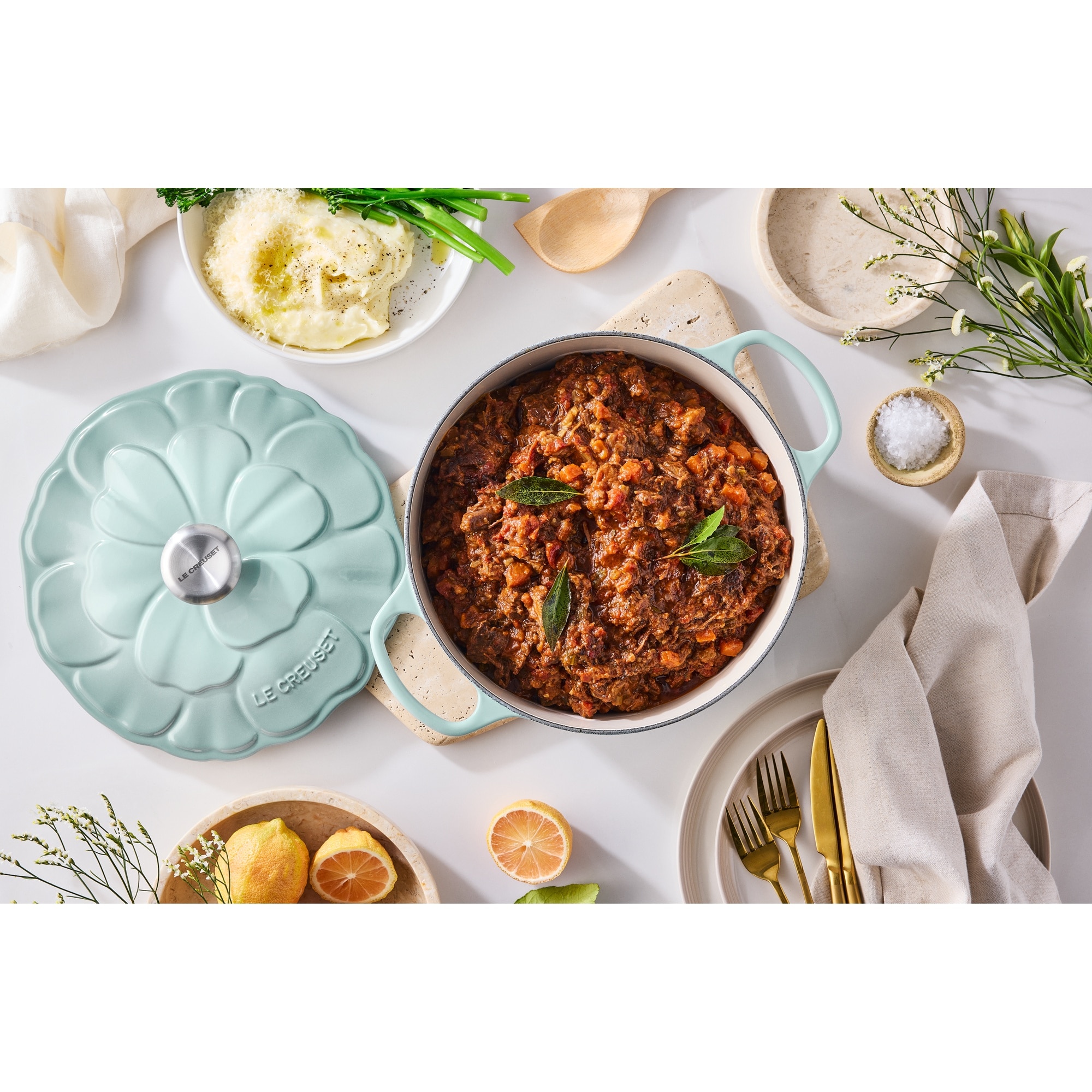 Cocotte Pétala de ferro fundido Le Creuset Verde-claro-2