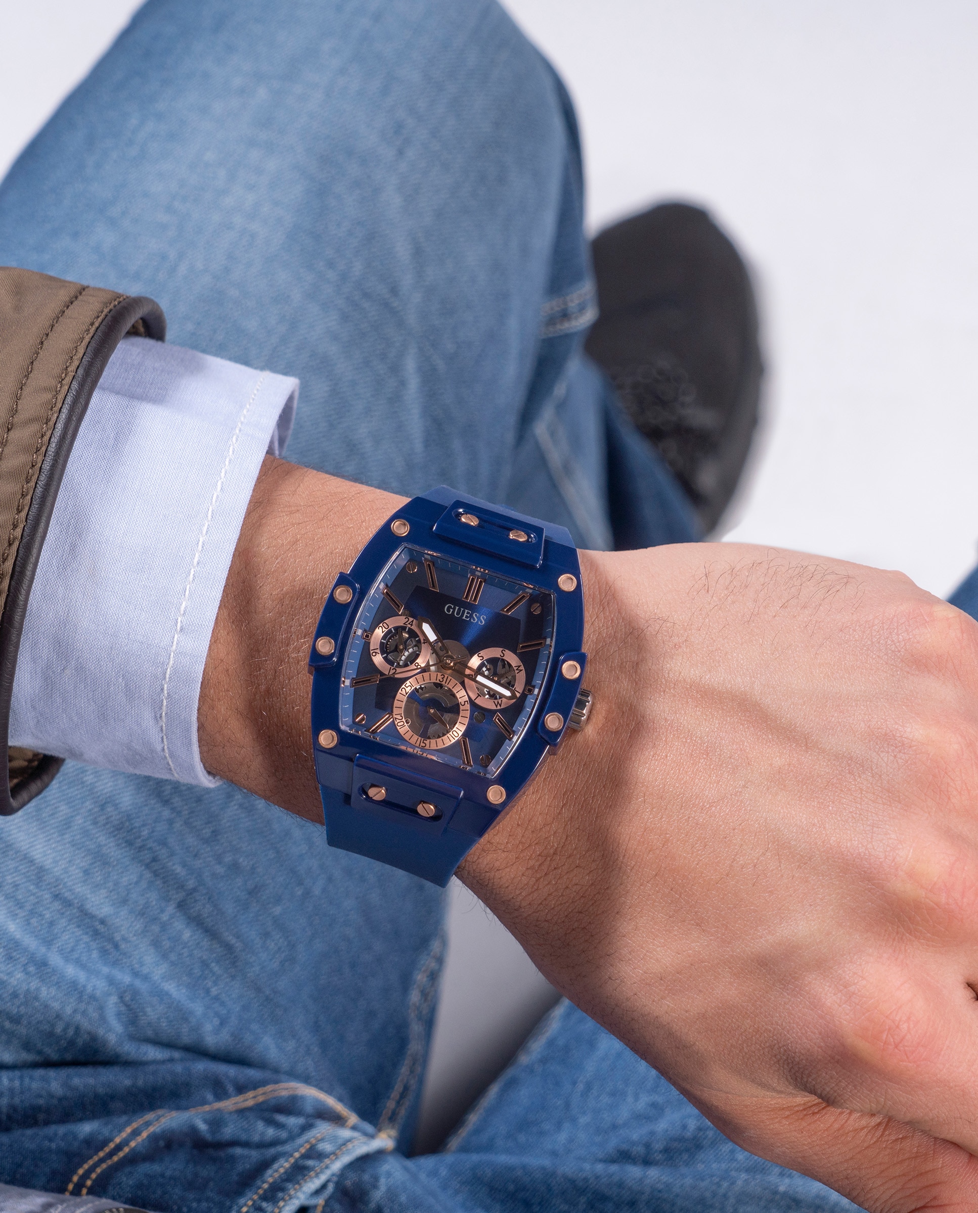 Relógio Phoenix Gw0203g7 de Silicone e Bracelete em Azul Azul-5