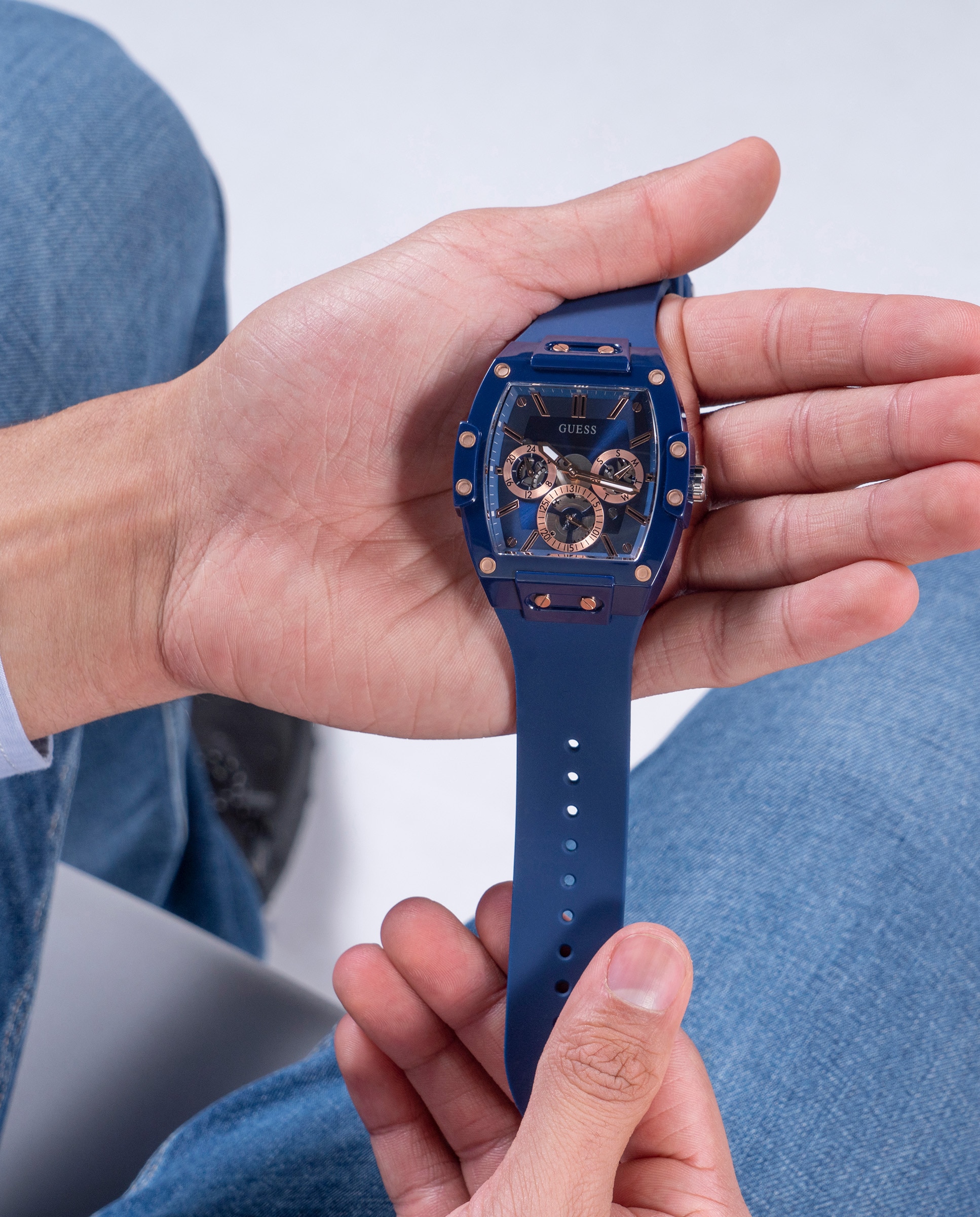 Relógio Phoenix Gw0203g7 de Silicone e Bracelete em Azul Azul-6