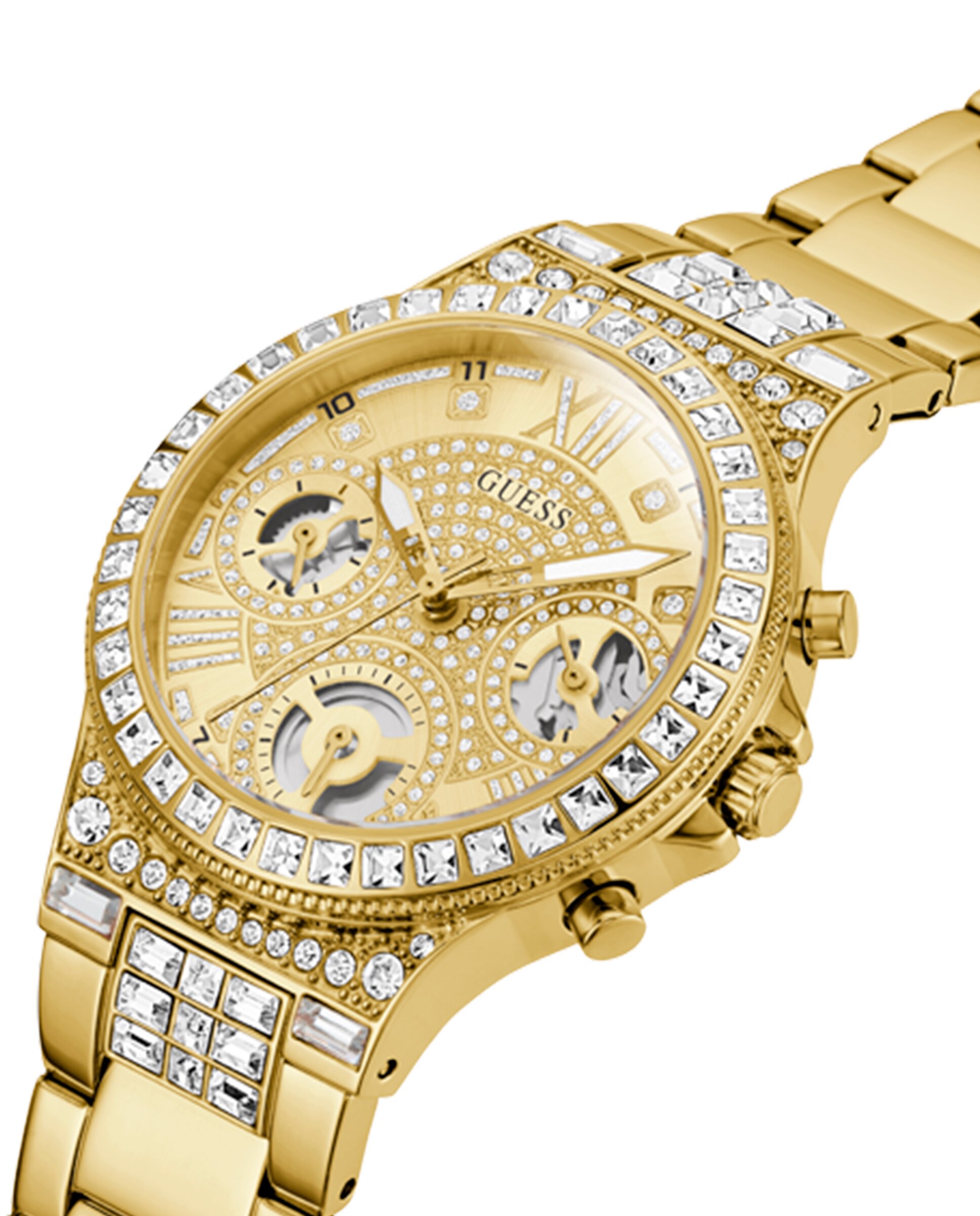 Relógio Moonlight Gw0320l2 de Silicone e Bracelete Dourada Ouro-4