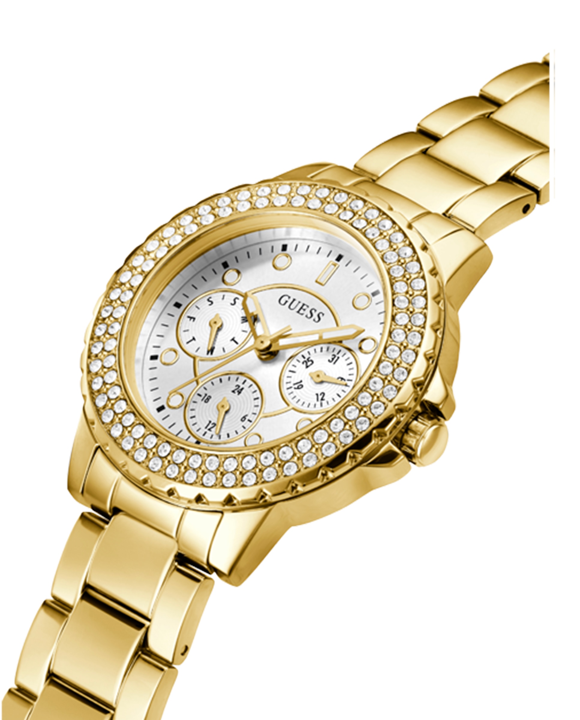 Relógio de Mulher Crown Jewel Gw0410l2 de Aço e Bracelete Dourada Ouro-4