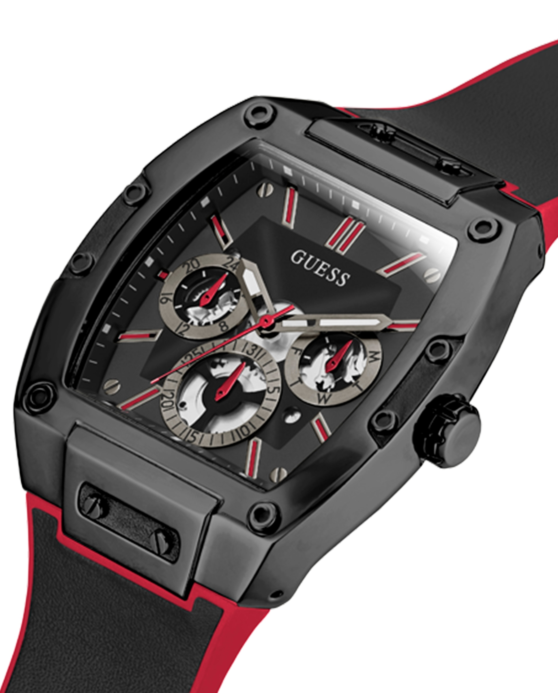 Relógio Phoenix Gw0202g7 de Pele e Correia Vermelha Preto-4