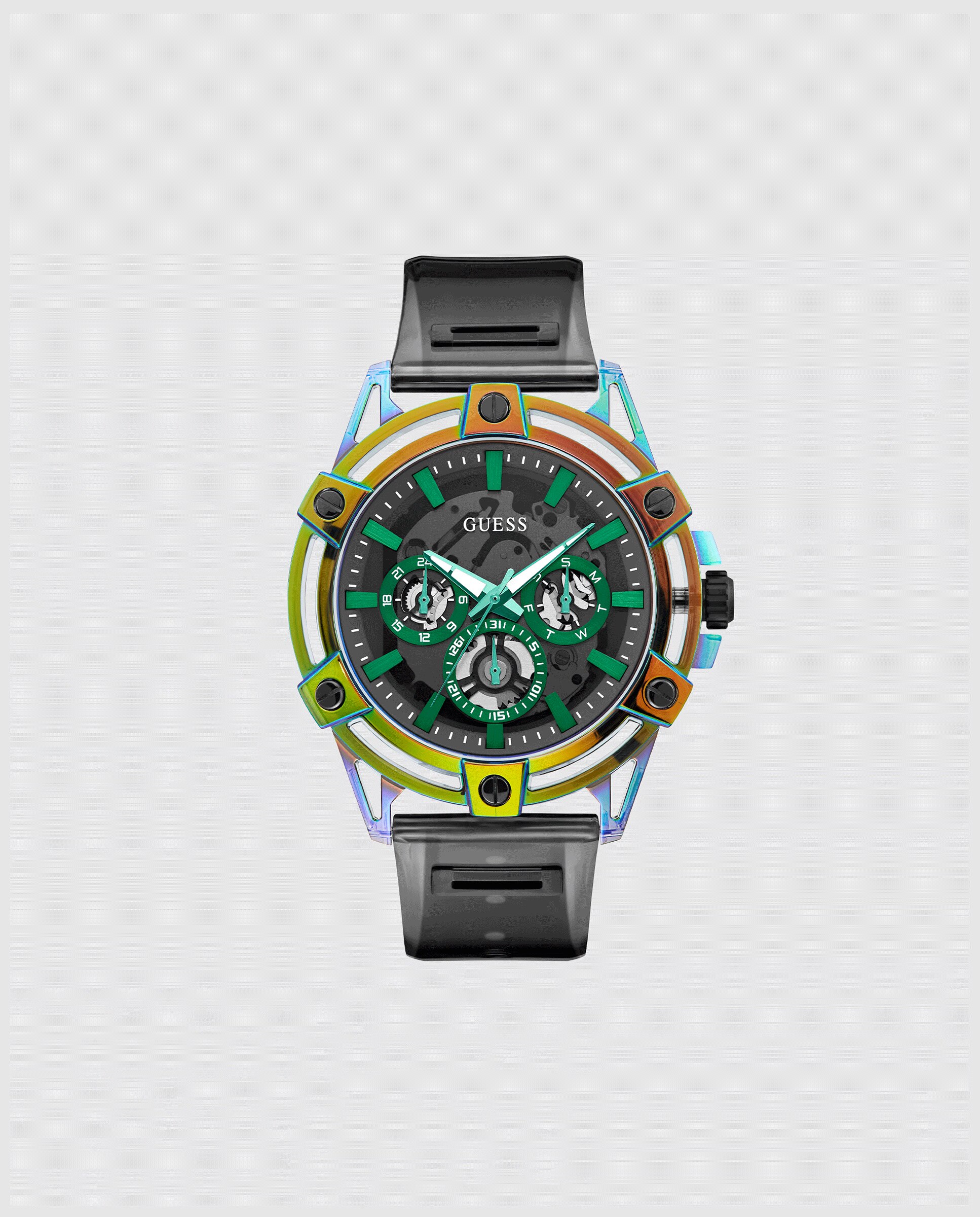 Relógio King Gw0806g5 de Poliuretano e Bracelete Transparente Preto-1