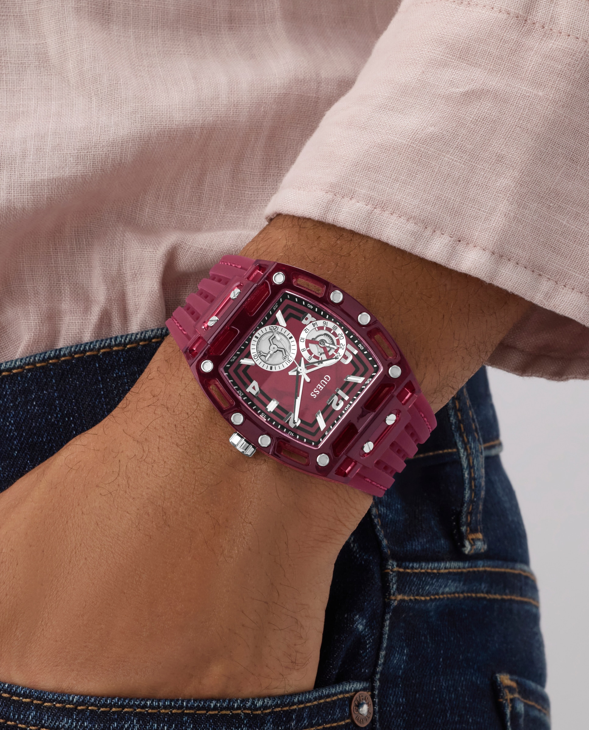 Relógio Analógico Phoenix Gw0499g12 de Silicone e Bracelete Vermelha Vermelho-6