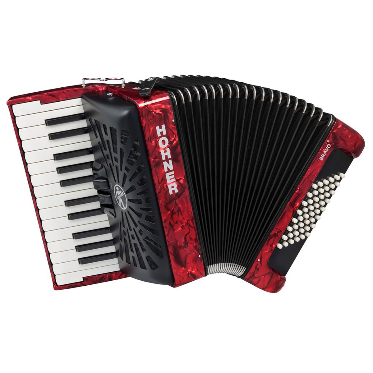 Imagem 0 de Acordeão de Piano Cromático Hohner Bravo II 48 Vermelho 2019 (Silentkey)
