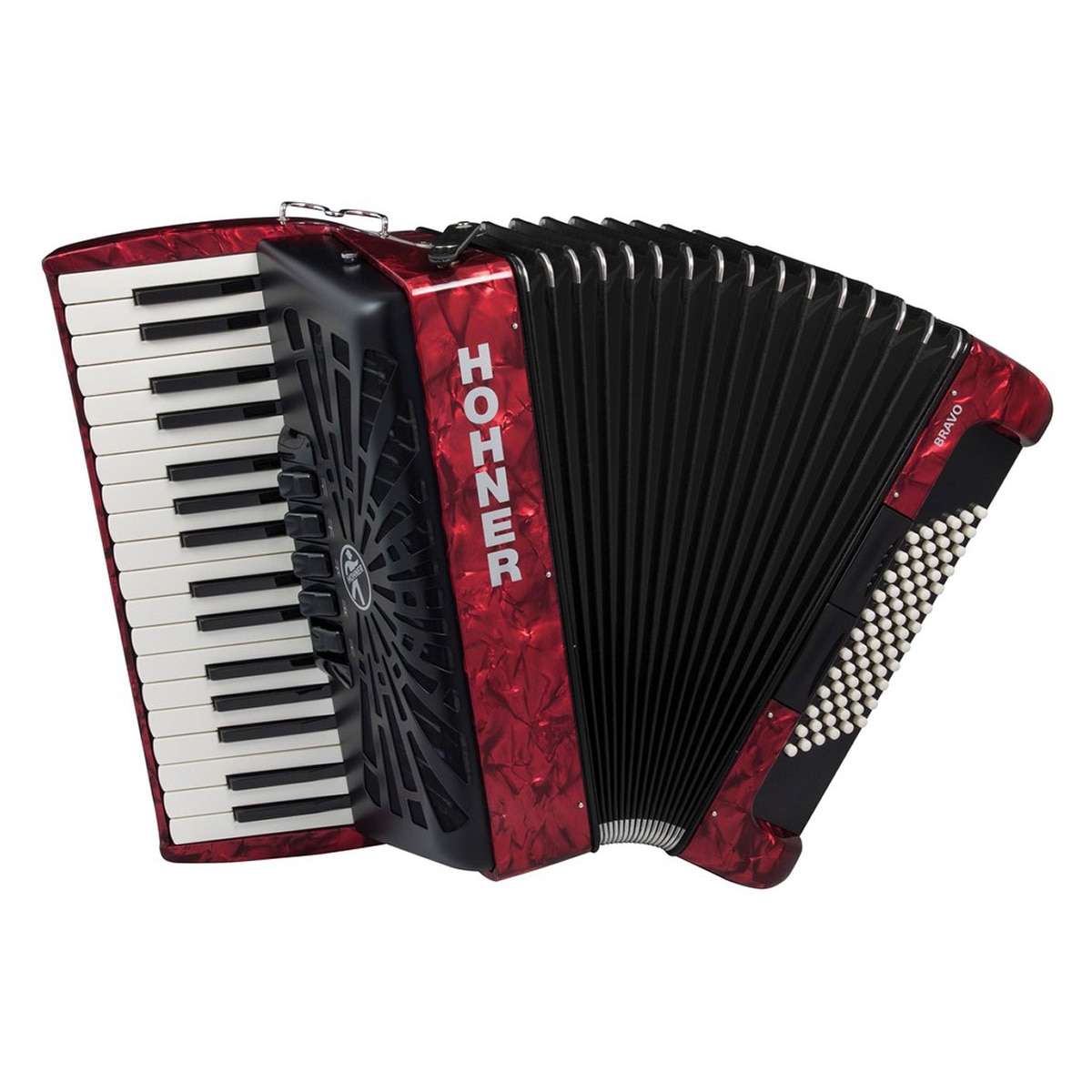 Imagem 0 de Acordeão de Piano Cromático Hohner Bravo III 72 Vermelho 2019 (Silentkey)