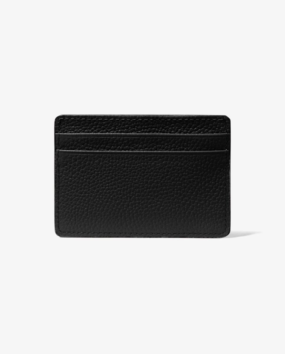 Porta-cartões de Pele Granulada com Duas Ranhuras Preto-2