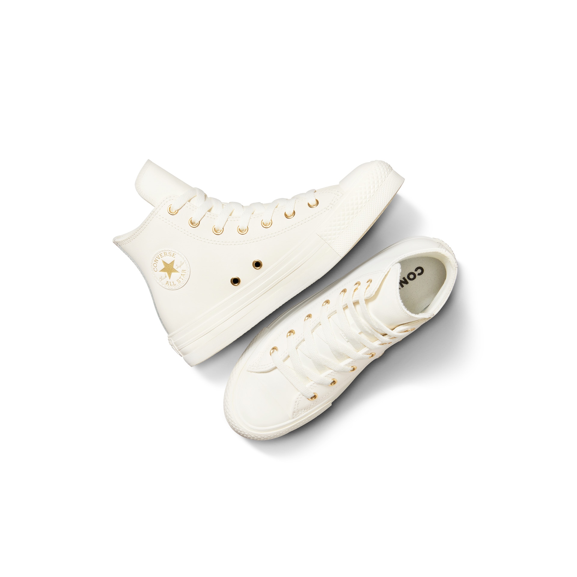 Sapatilhas Casual Chuck Taylor All Star Eva Lift Gold Luxe Pele Converse Infantil Branco-2