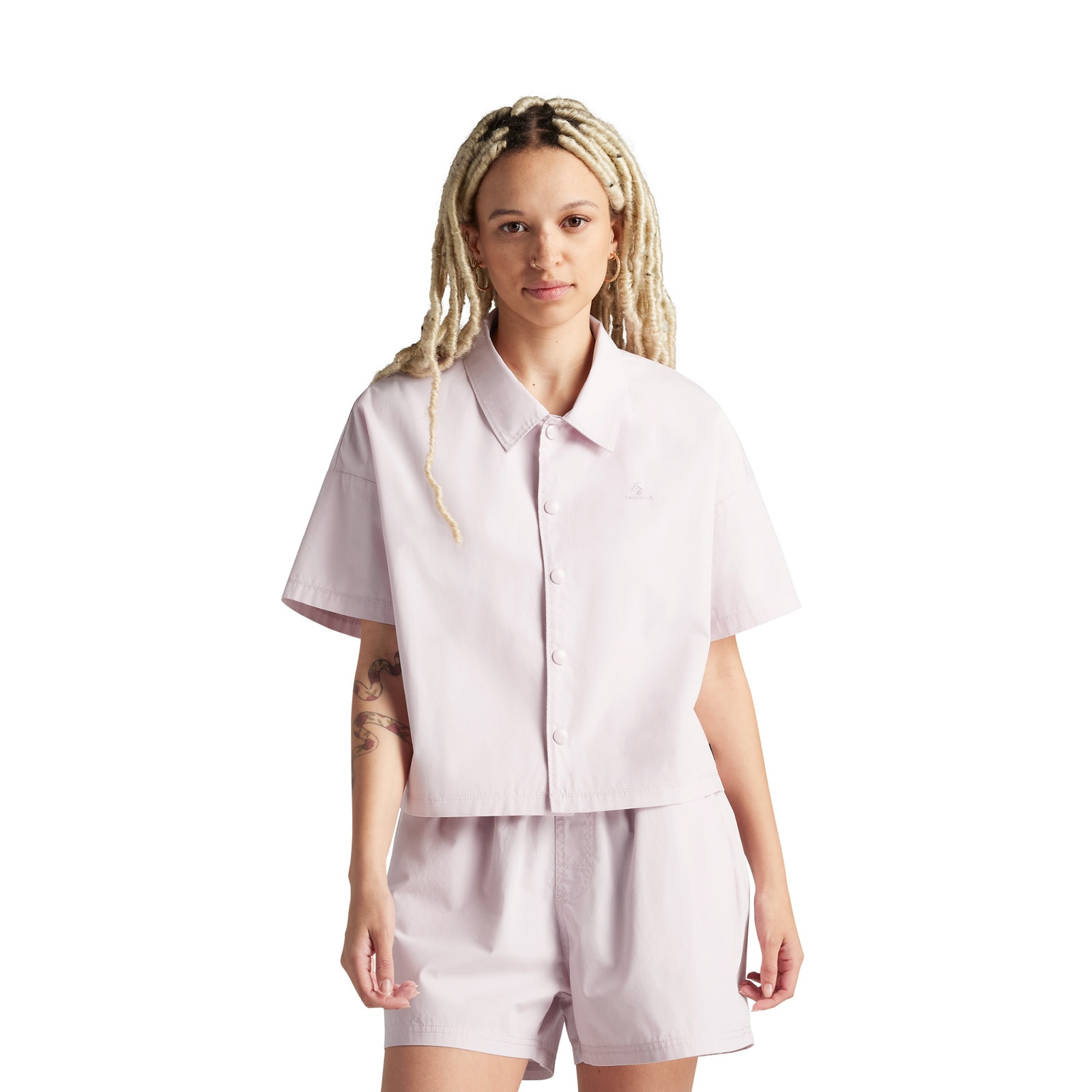 Camisa Button-down Short-sleeve Shirt Converse Rosa-claro-1
