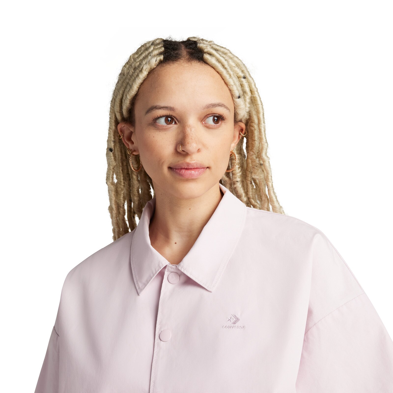 Camisa Button-down Short-sleeve Shirt Converse Rosa-claro-3