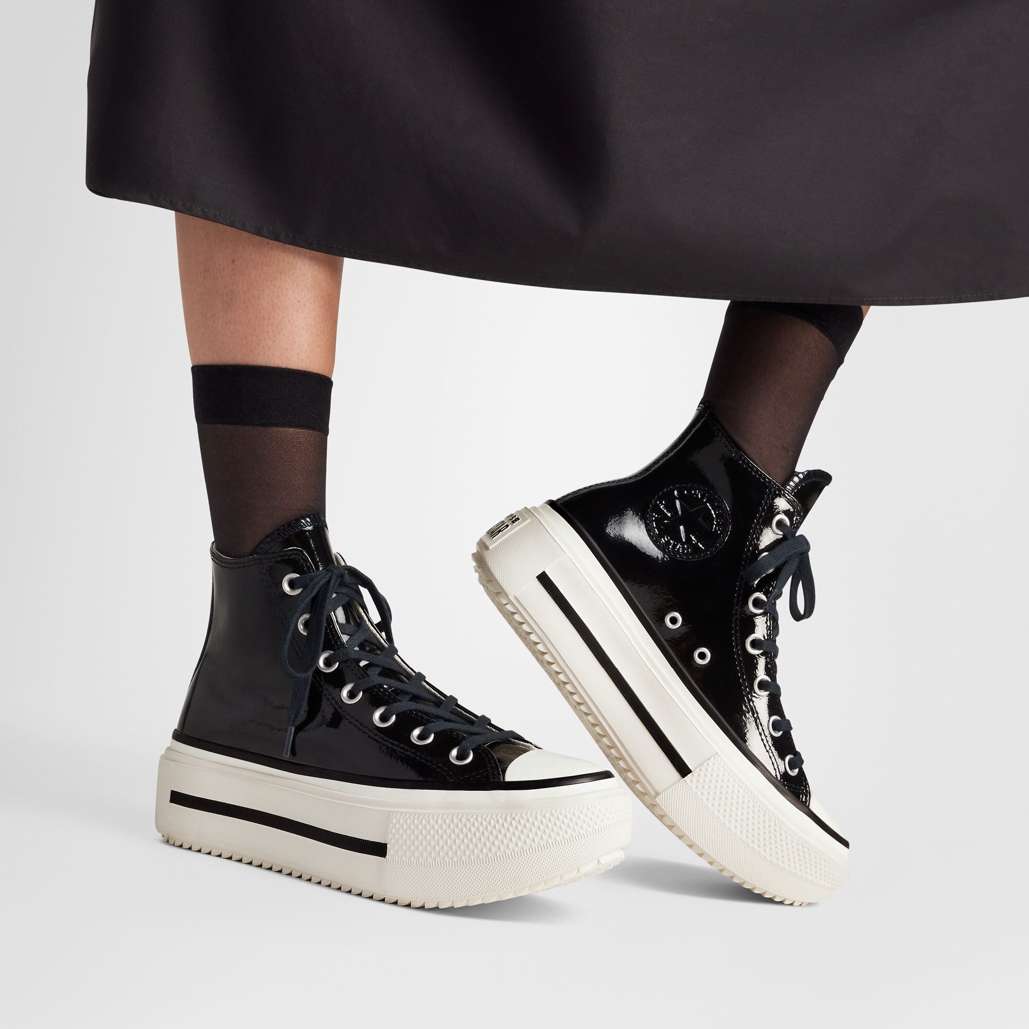 Sapatilhas Casual Chuck Taylor All Star Lift Double Stack Patent Converse Preto-3