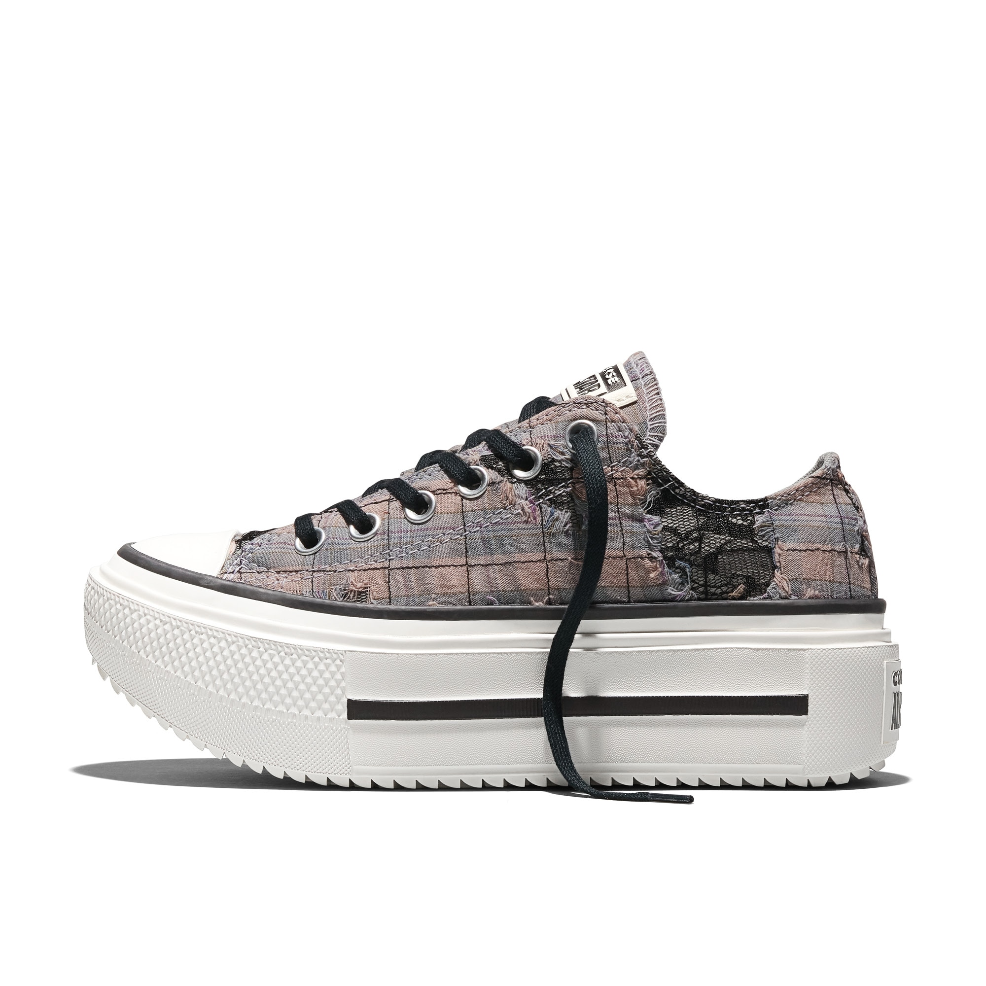 Sapatilhas Casual Chuck Taylor All Star Lift Double Stack Plaid Lace Material Converse Estampado-2