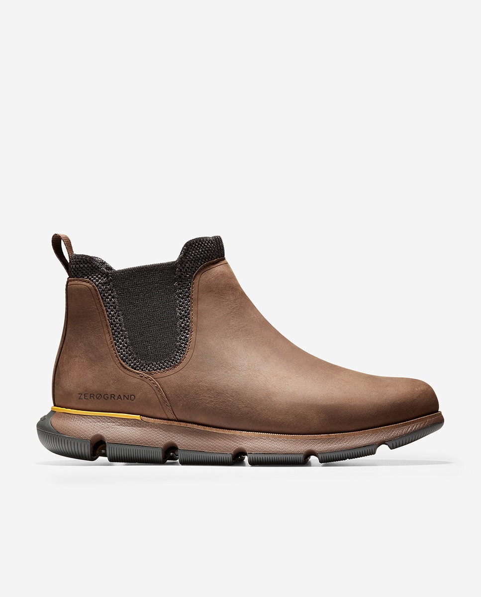 Botins de Pele com Almofada de Borracha Castanho-1