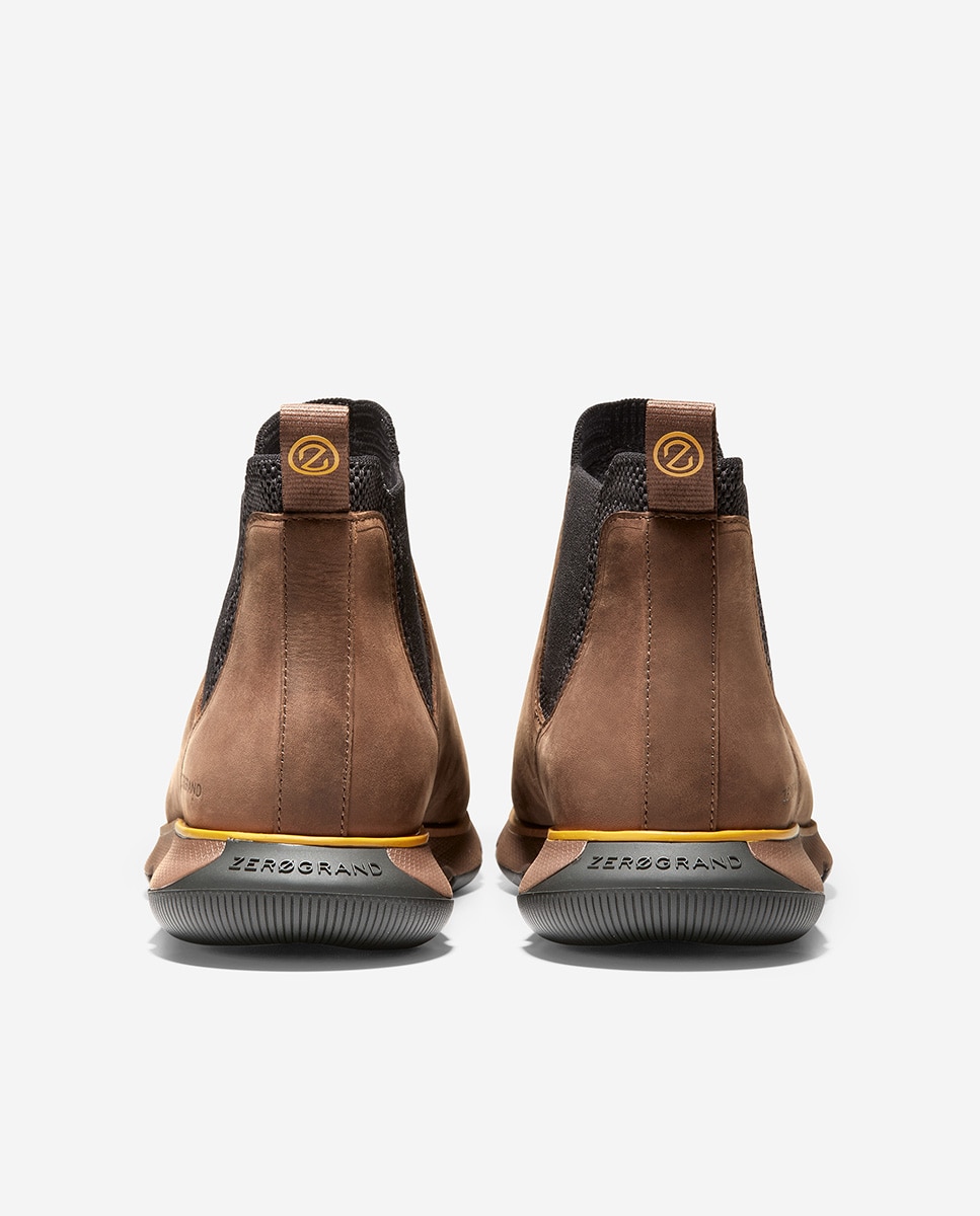 Botins de Pele com Almofada de Borracha Castanho-4