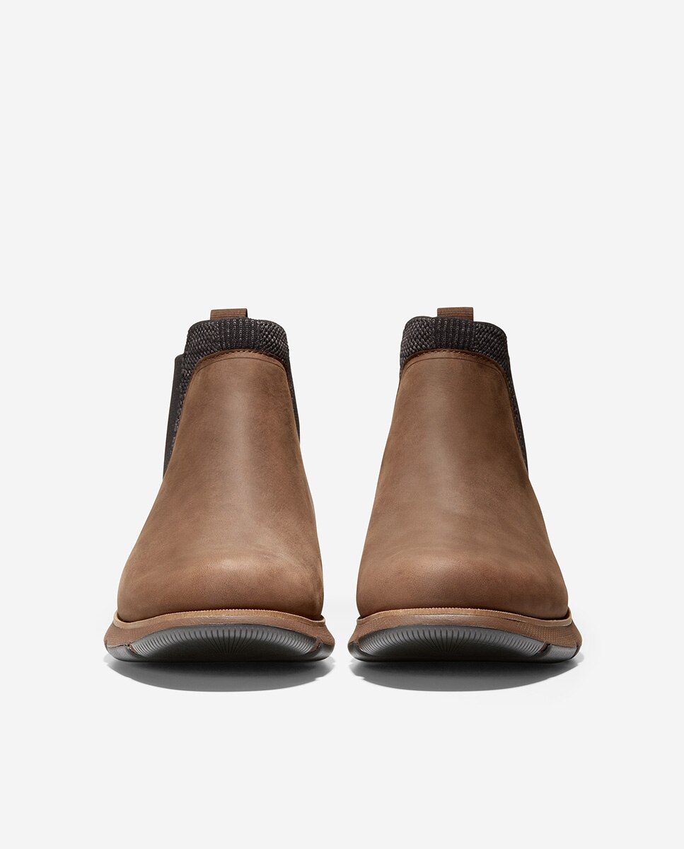 Botins de Pele com Almofada de Borracha Castanho-3