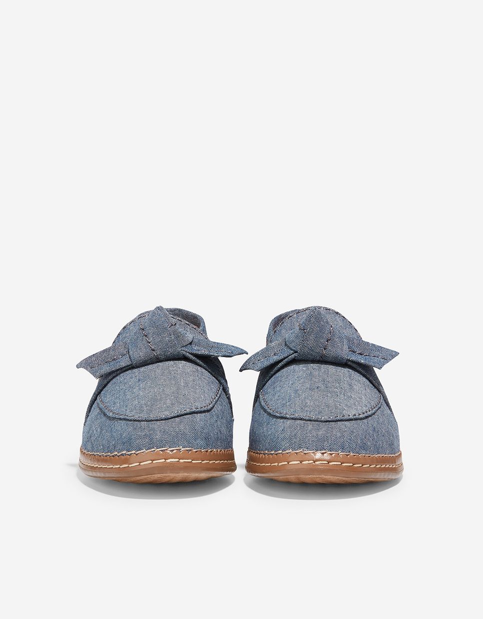 Mocassins Rasos com Laço Decorativo Azul-2