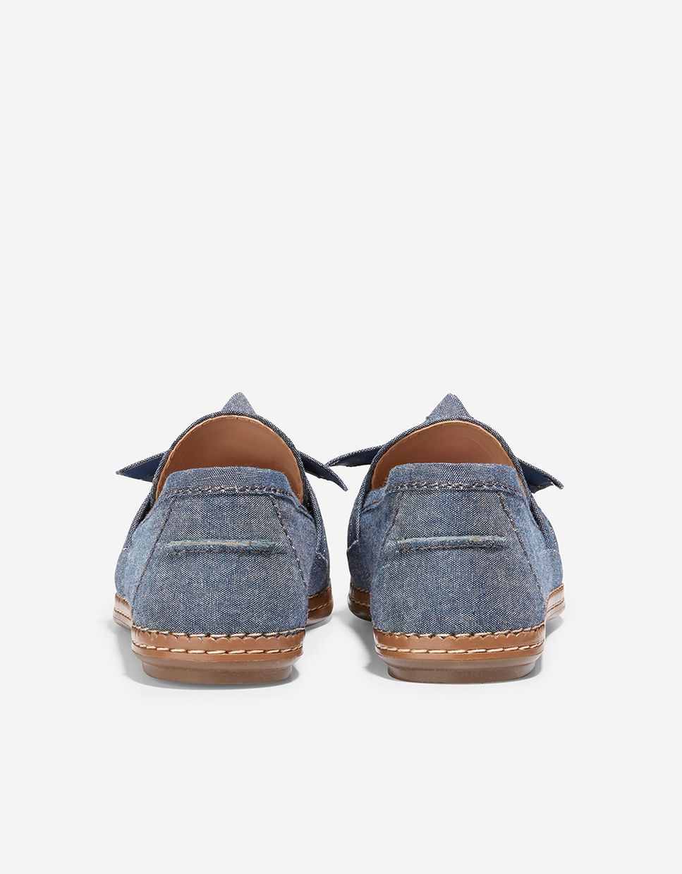 Mocassins Rasos com Laço Decorativo Azul-3