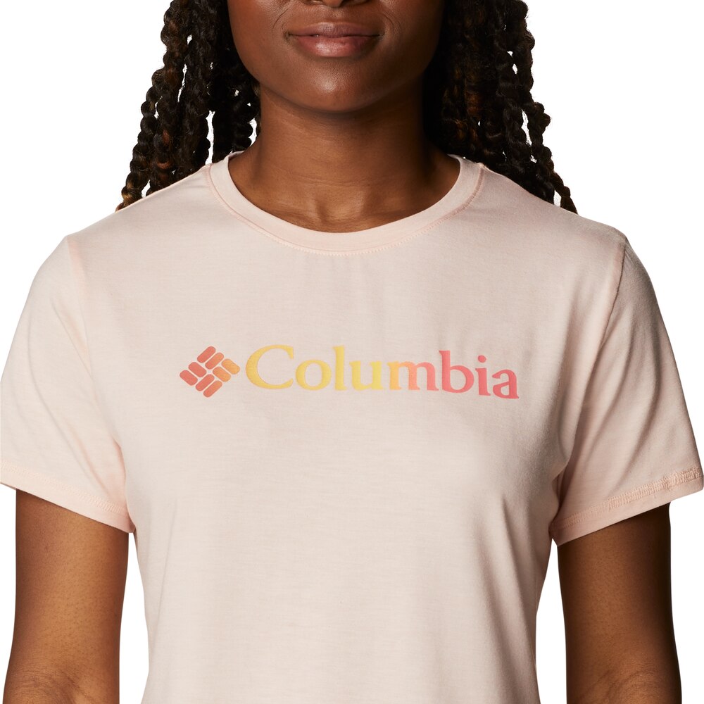 T-shirt de montanha para mulher Sun Trek Salmão-3