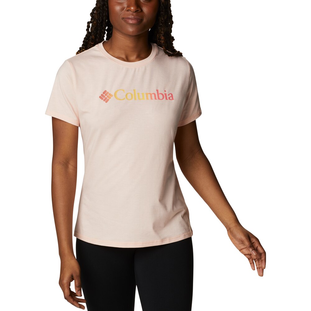 T-shirt de montanha para mulher Sun Trek Salmão-4