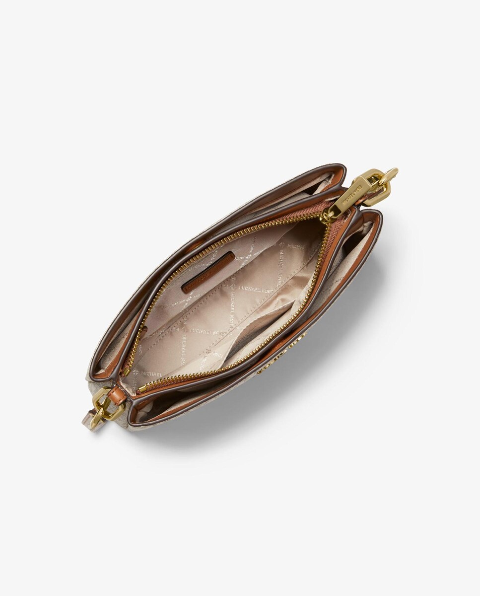 Mala a Tiracolo Trisha Média com Logotipo Bege-2