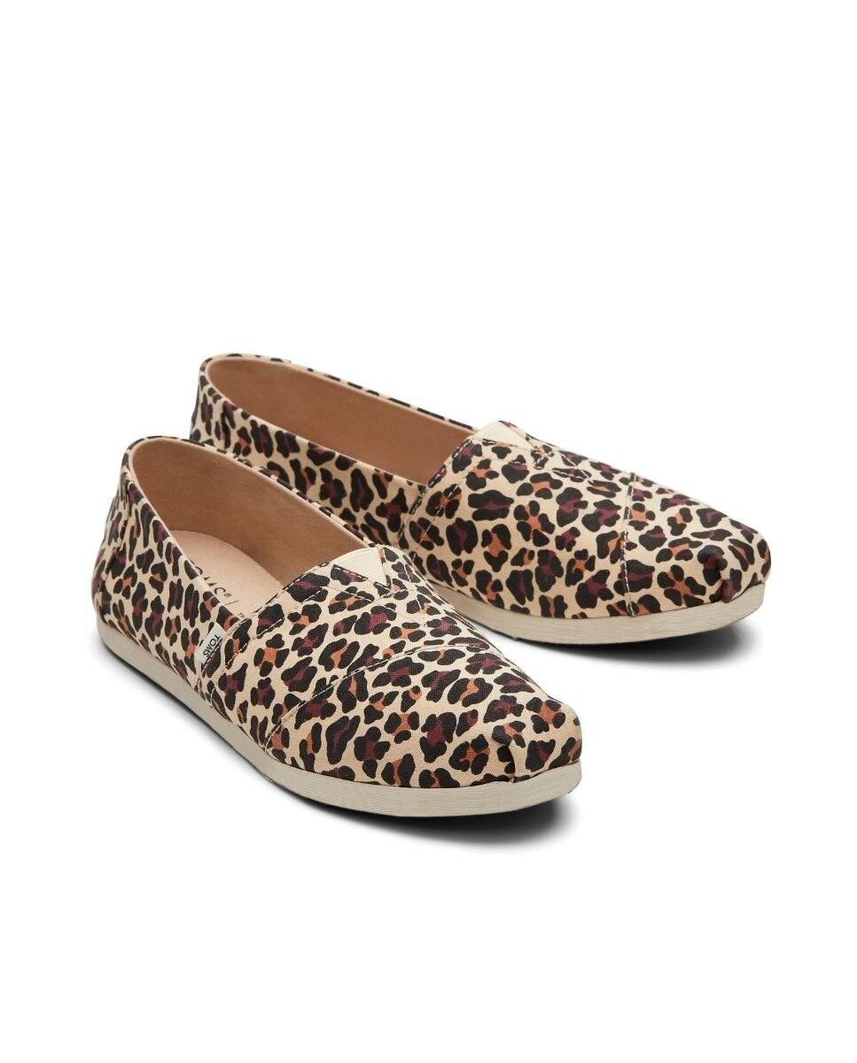 Alpercatas Rasas Toms em Lona com Estampado de Leopardo Natural-2