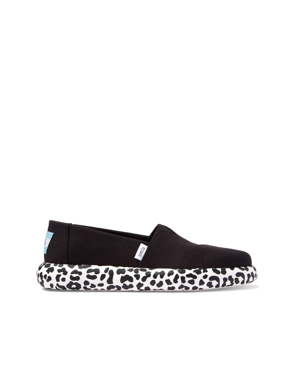 Alpercatas com Plataforma Mallow de Lona com Estampado Animal Preto-1