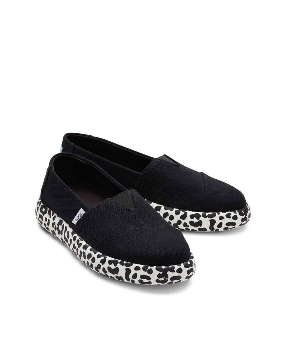 Alpercatas com Plataforma Mallow de Lona com Estampado Animal Preto-2